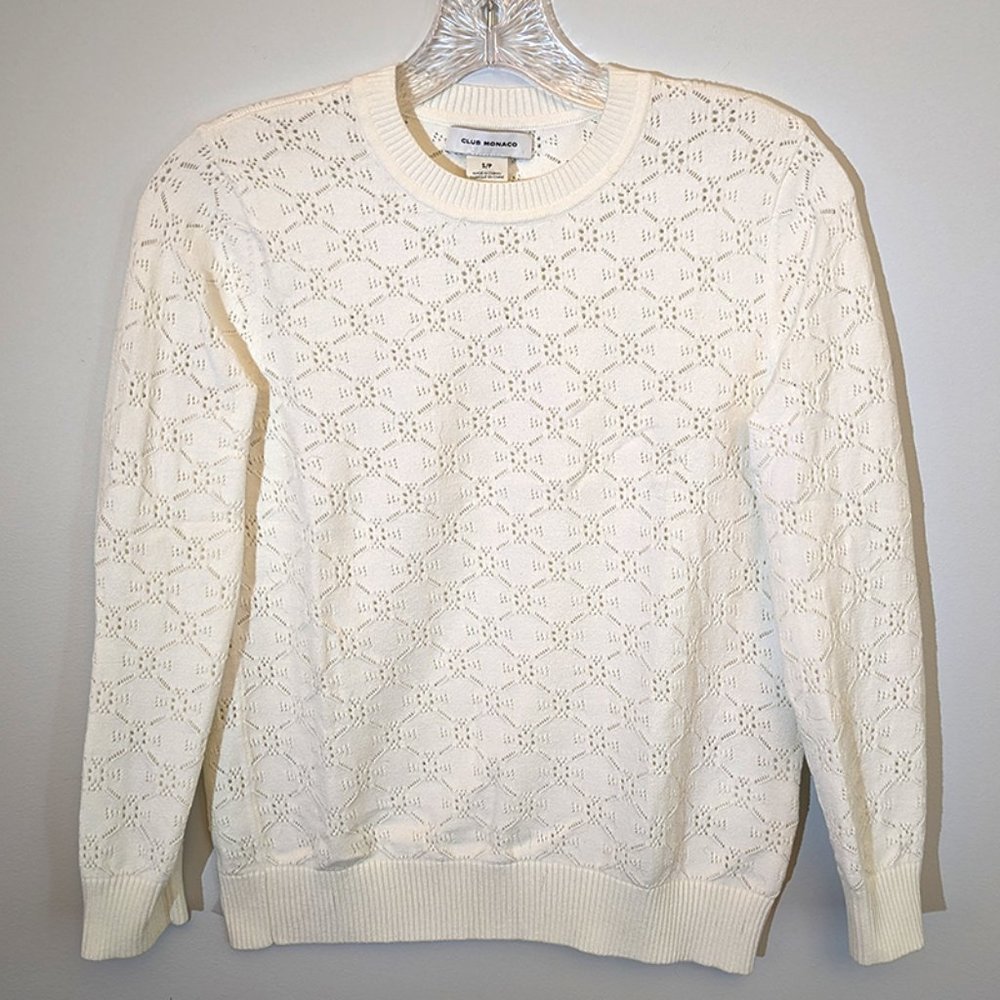 Club Monaco Pointelle Sweater in Ivory size Small, Excellent condition